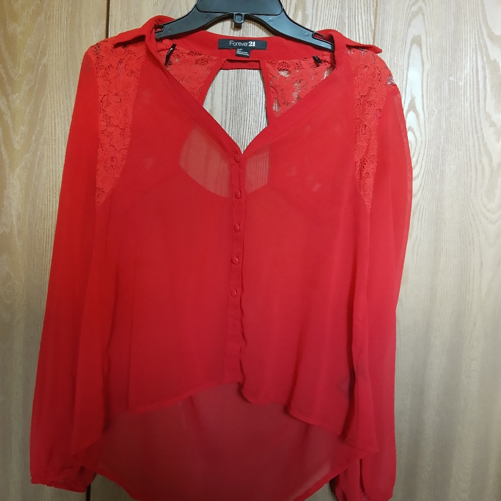 Forever 21 Burnt Orange Size small blouse with cutouts